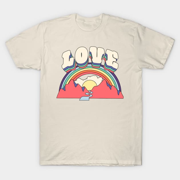 Retro Love Rainbow T-Shirt by JunkyDotCom